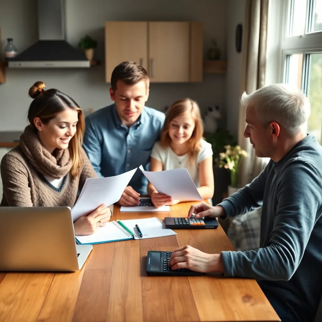 Moeder leert kinderen over sparen met spaarpot